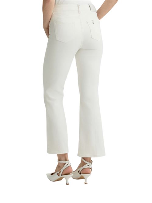 pantalone donna bootcut vita alta cotone stretch bianco LIU JO | UA5040-T259410701